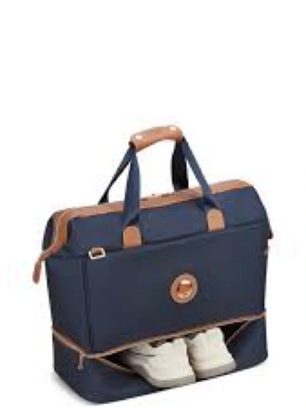 Men's Black Duffel Bag with Brown Trim - Classic Travel Weekender